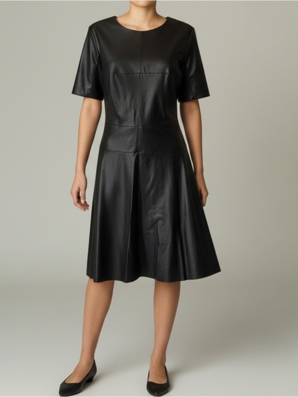 BCBGMaxAzria Faux Leather Black Dress
